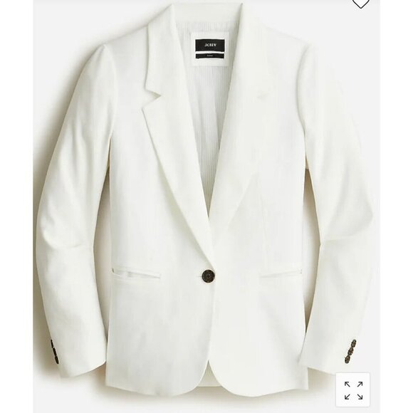 J.Crew $198 Parke Blazer Stretch Linen Blend White Size 00 BF427